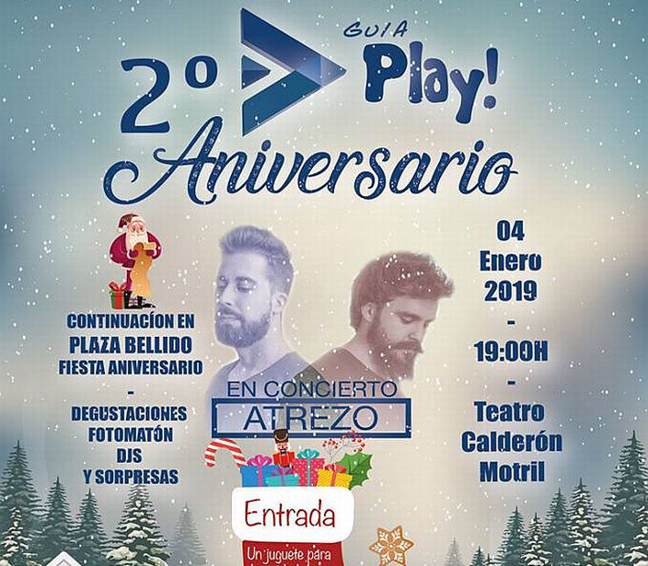 Una fiesta solidaria con la actuación del grupo murciano Atrezo para celebrar el segundo aniversario de la Guía Play